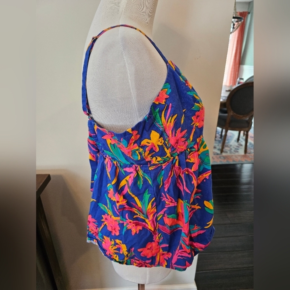 J. Crew Size 12 Tie-back Strappy Tropical Floral Print Tank Adjustable Straps - Picture 4 of 11